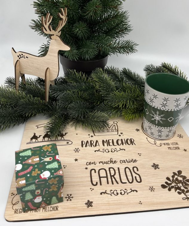 bandeja personalizada en madera para la llegada de los Reyes Magos